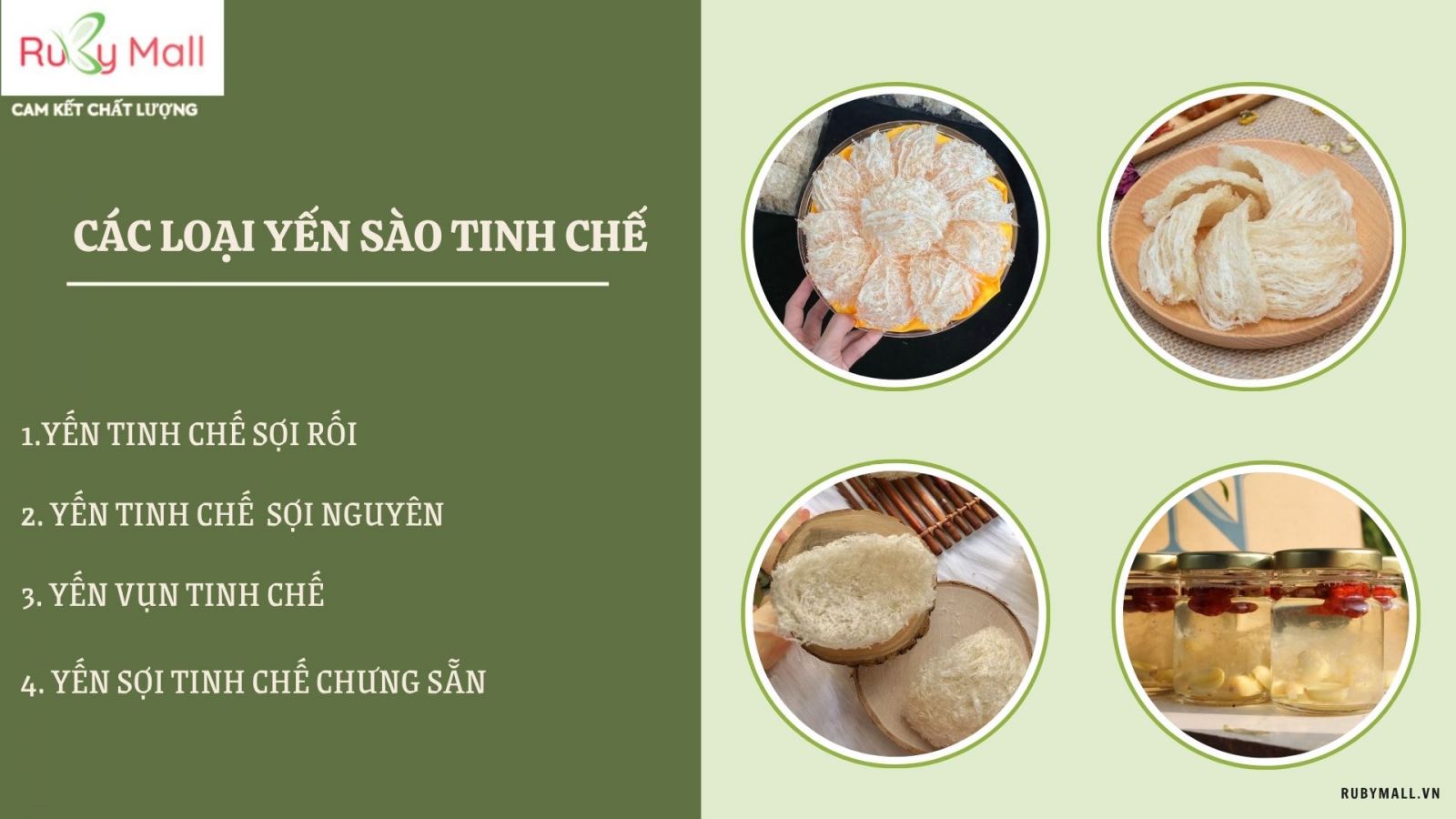 Các loại yến sào tinh chế